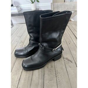 Dior Black Leather Combat Boots